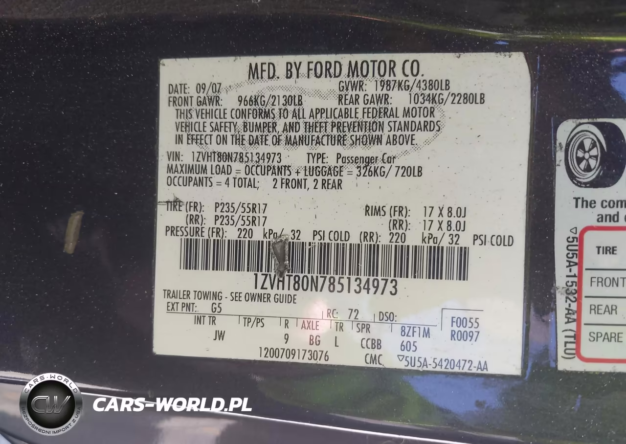 2008 Ford Mustang V6 Premium VIN:1ZVHT80N785134973 - 9