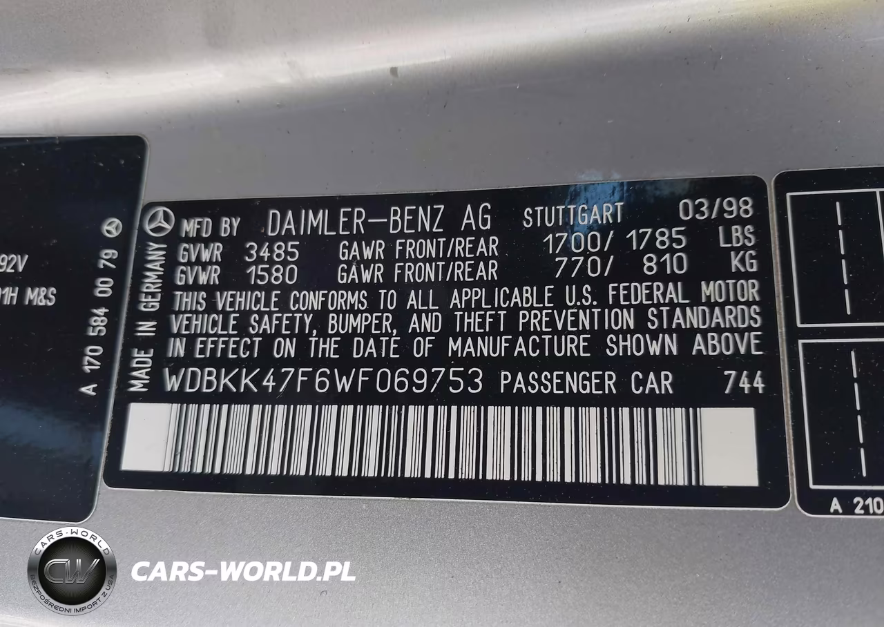 1998 Mercedes-Benz Slk 230 VIN:WDBKK47F6WF069753 - 9