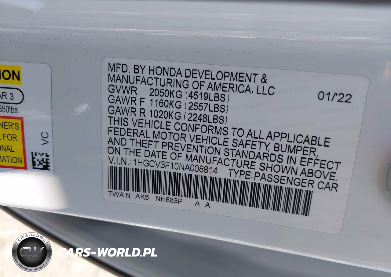 2022 Honda Accord Hybrid VIN:1HGCV3F10NA008814 - 9