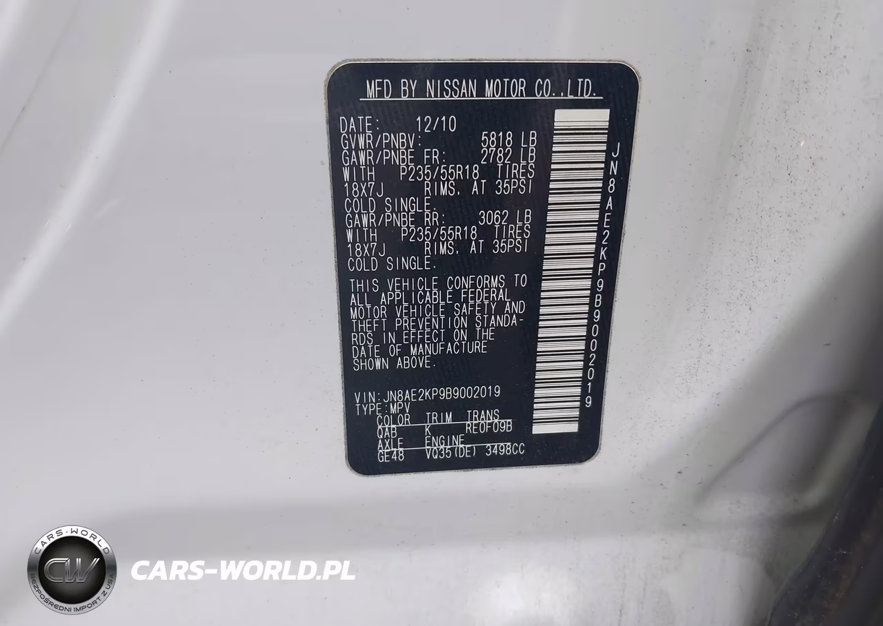 2011 Nissan Quest Sl VIN:JN8AE2KP9B9002019 - 9