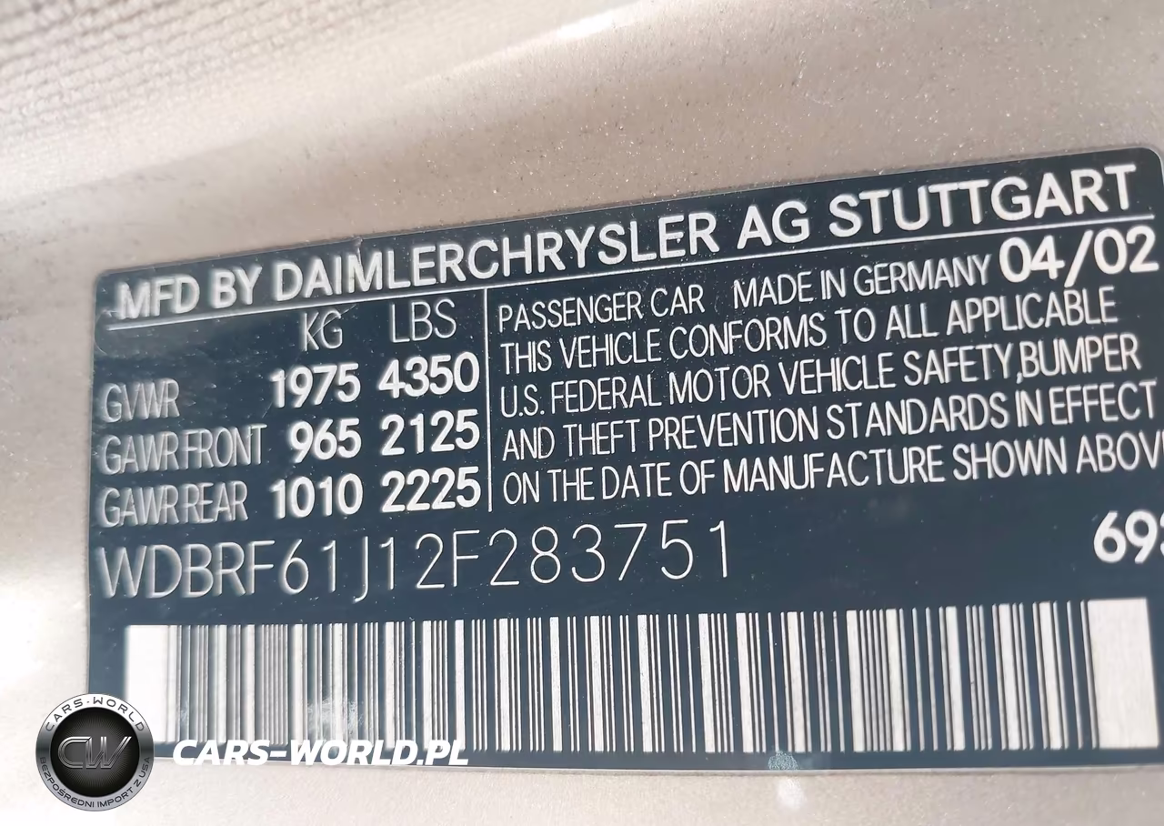 2002 Mercedes-Benz C 240 VIN:WDBRF61J12F283751 - 9