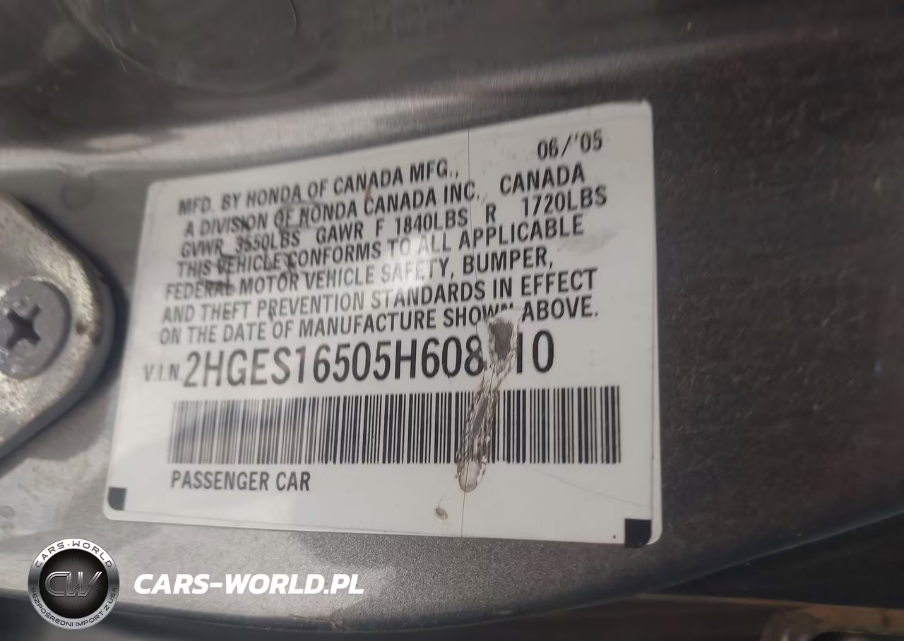 2005 Honda Civic Lx VIN:2HGES16505H608310 - 9