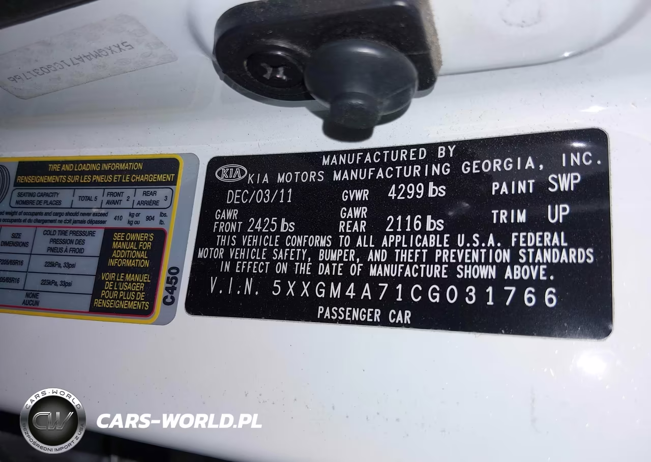 2012 Kia Optima Lx VIN:5XXGM4A71CG031766 - 9