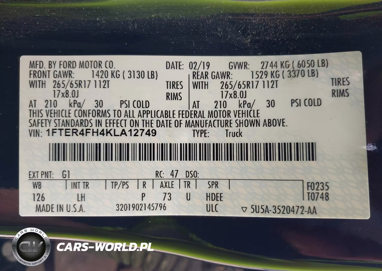 2019 Ford Ranger Lariat-Xl-Xlt VIN:1FTER4FH4KLA12749 - 9