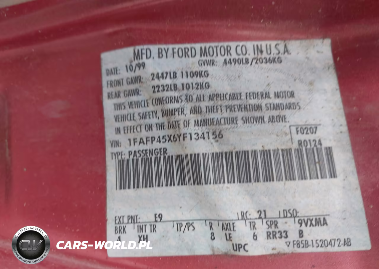 2000 Ford Mustang Gt VIN:1FAFP45X6YF134156 - 9