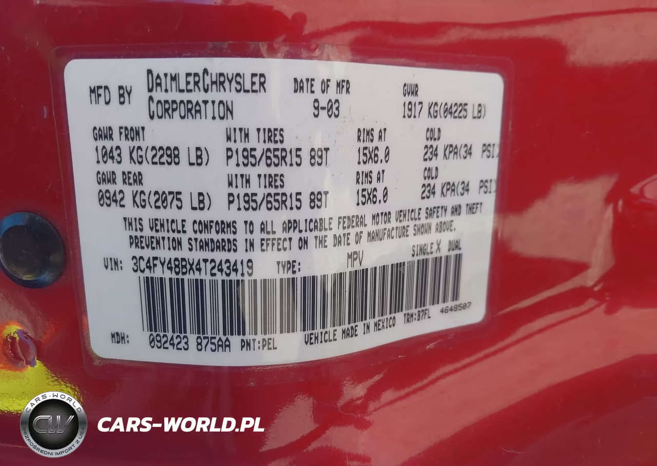 2004 Chrysler Pt Cruiser VIN:3C4FY48BX4T243419 - 9