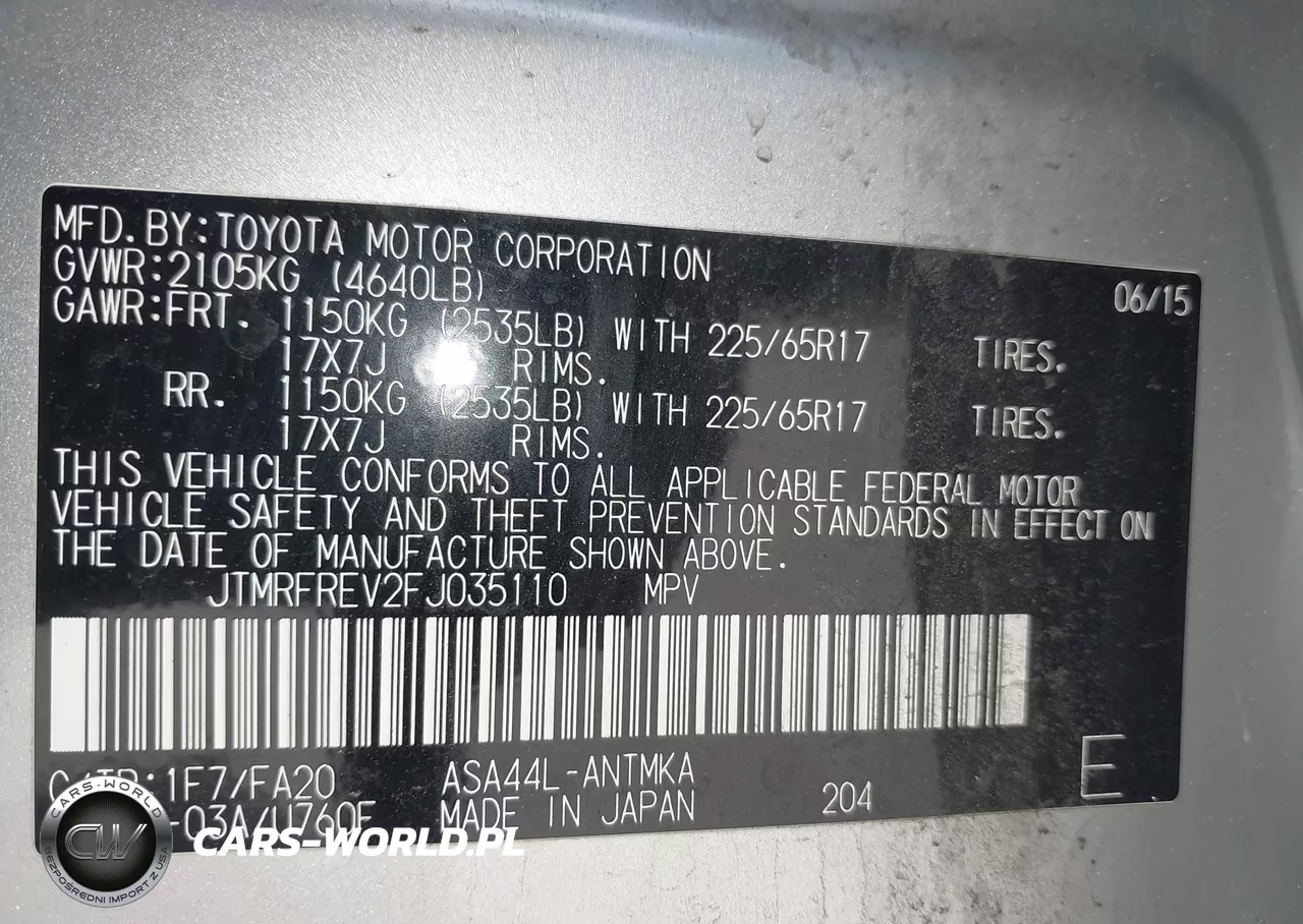 2015 Toyota Rav4 Xle VIN:JTMRFREV2FJ035110 - 9
