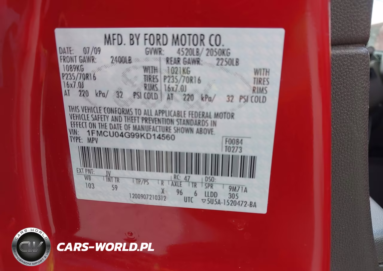 2009 Ford Escape Limited VIN:1FMCU04G99KD14560 - 9