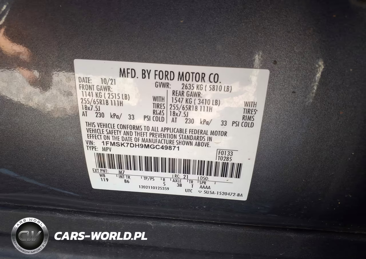 2021 Ford Explorer Xlt VIN:1FMSK7DH9MGC49871 - 9