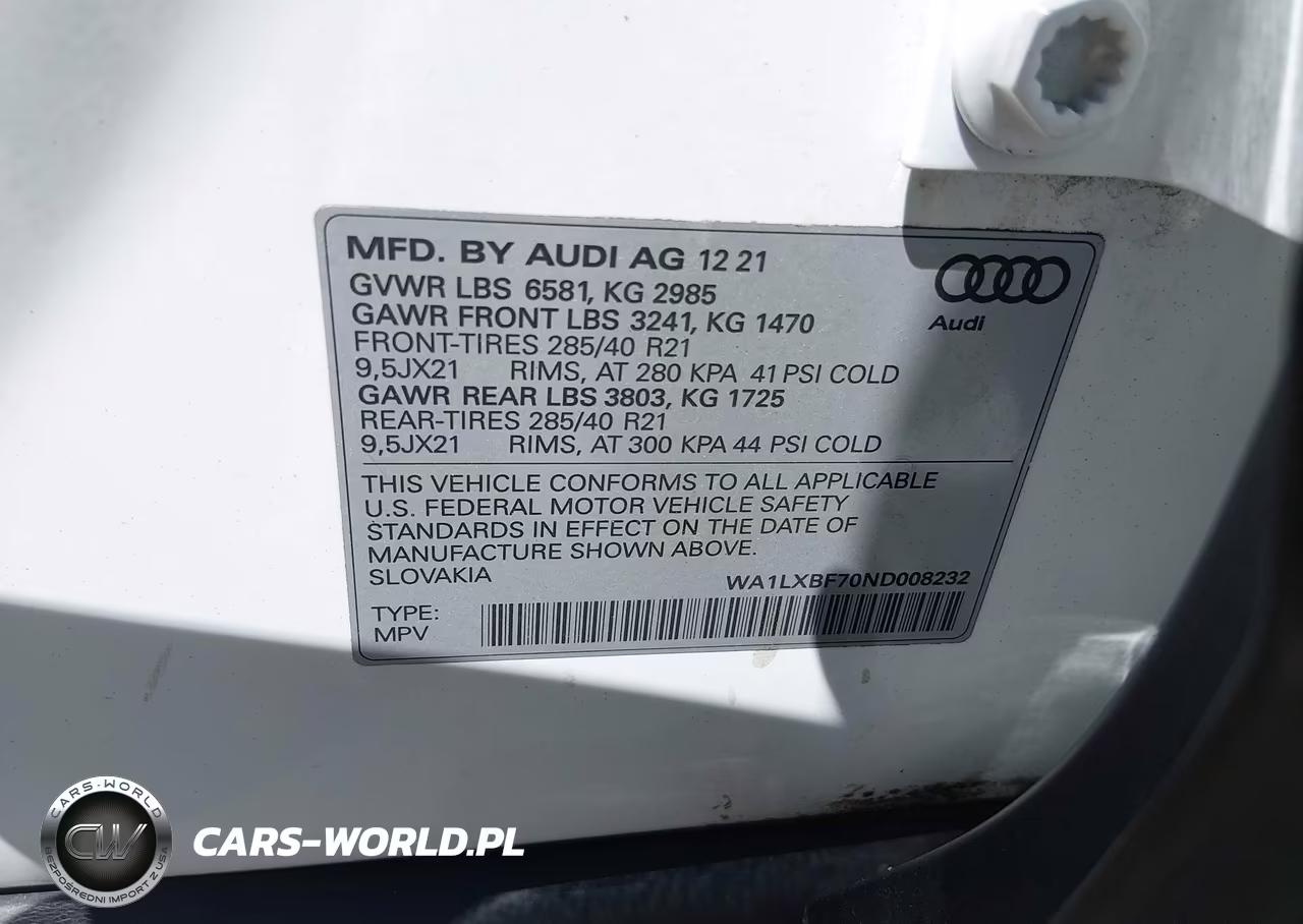 2022 Audi Q7 Premium Plus 55 Tfsi Quattro Tiptronic VIN:WA1LXBF70ND008232 - 9