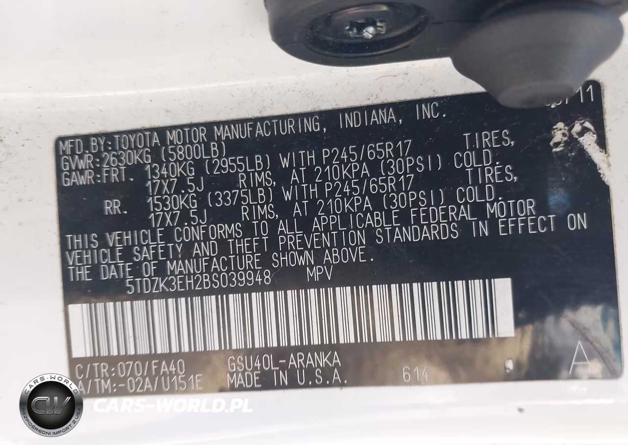 2011 Toyota Highlander Base V6 VIN:5TDZK3EH2BS039948 - 9