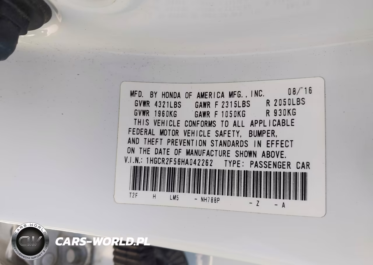 2017 Honda Accord Sport VIN:1HGCR2F56HA042262 - 9