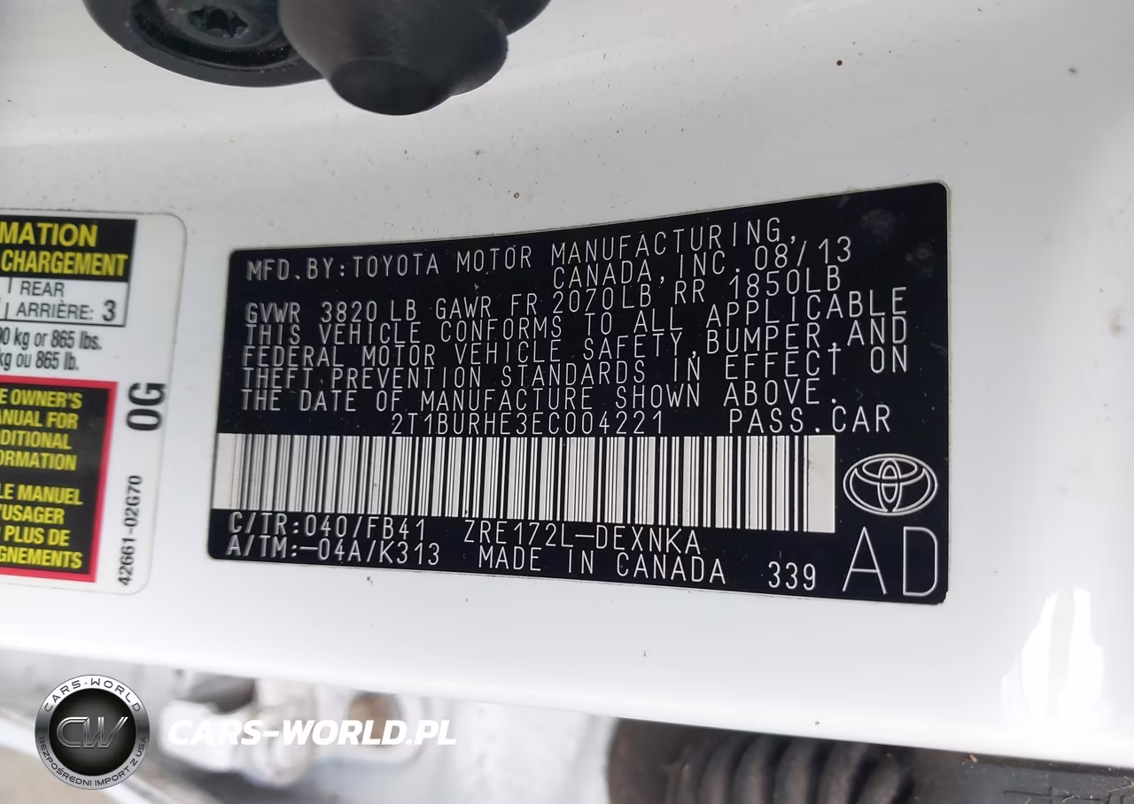2014 Toyota Corolla Le VIN:2T1BURHE3EC004221 - 9
