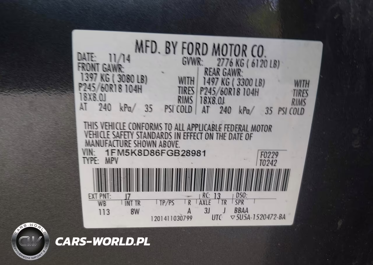2015 Ford Explorer Xlt VIN:1FM5K8D86FGB28981 - 9