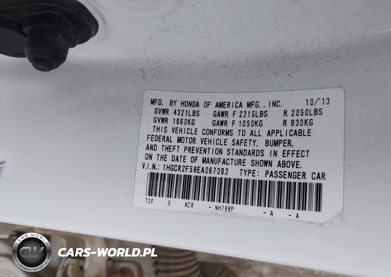 2014 Honda Accord Sport VIN:1HGCR2F58EA067093 - 9
