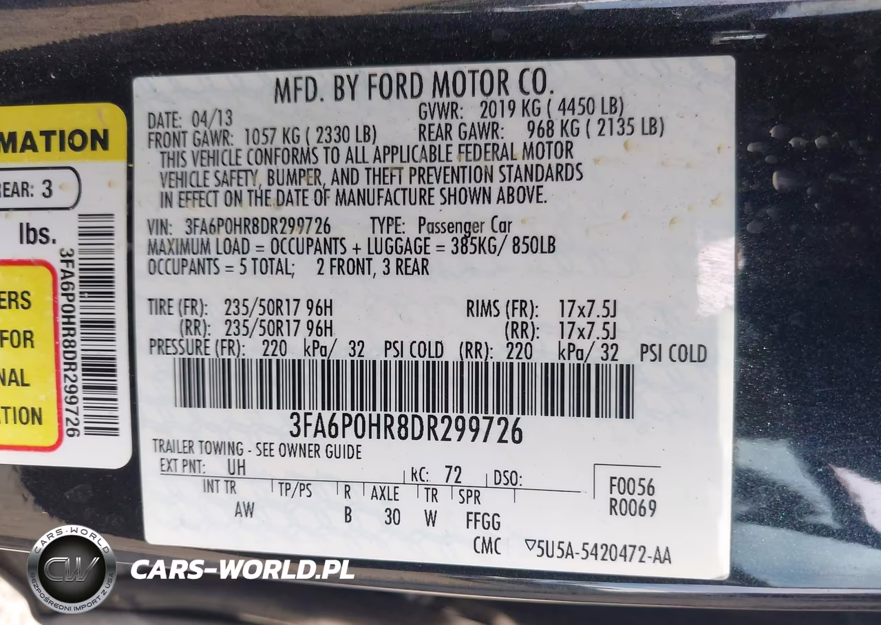 2013 Ford Fusion Se VIN:3FA6P0HR8DR299726 - 9