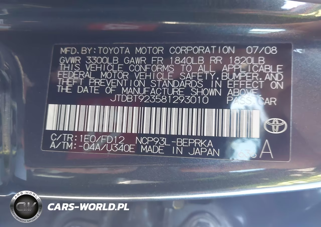 2008 Toyota Yaris VIN:JTDBT923581293010 - 9