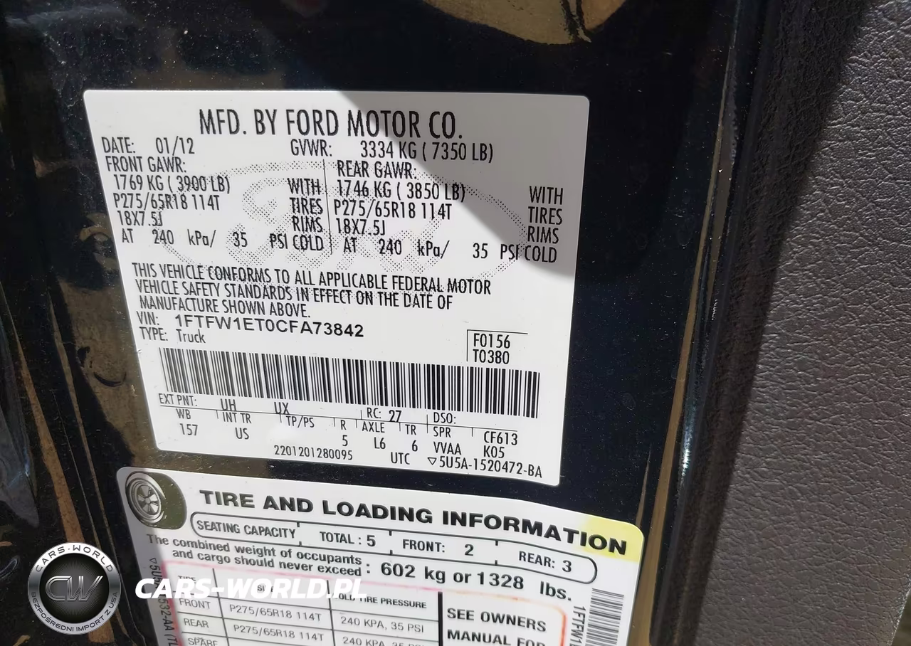 2012 Ford F-150 Fx4-King Ranch-Lariat-Platinum-Xl-Xlt VIN:1FTFW1ET0CFA73842 - 9