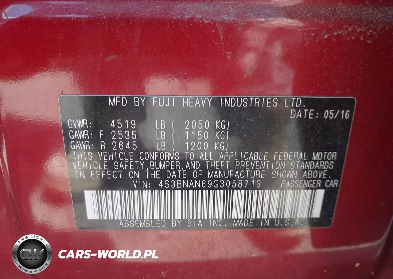 2016 Subaru Legacy 2.5I Limited VIN:4S3BNAN69G3058713 - 9
