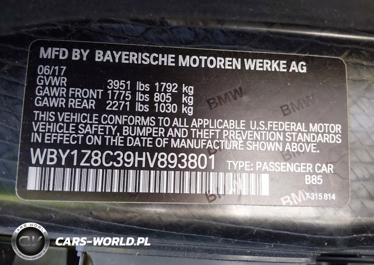 2017 BMW I3 94 Ah W-Range Extender VIN:WBY1Z8C39HV893801 - 9