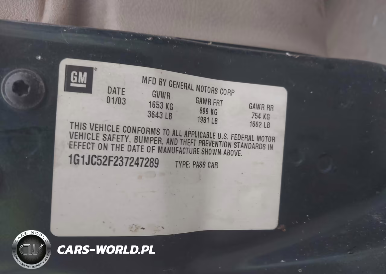 2003 Chevrolet Cavalier VIN:1G1JC52F237247289 - 9
