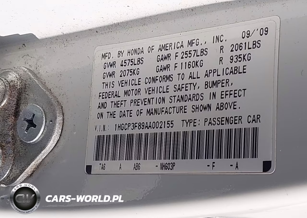 2010 Honda Accord 3.5 Ex-L VIN:1HGCP3F89AA002155 - 9