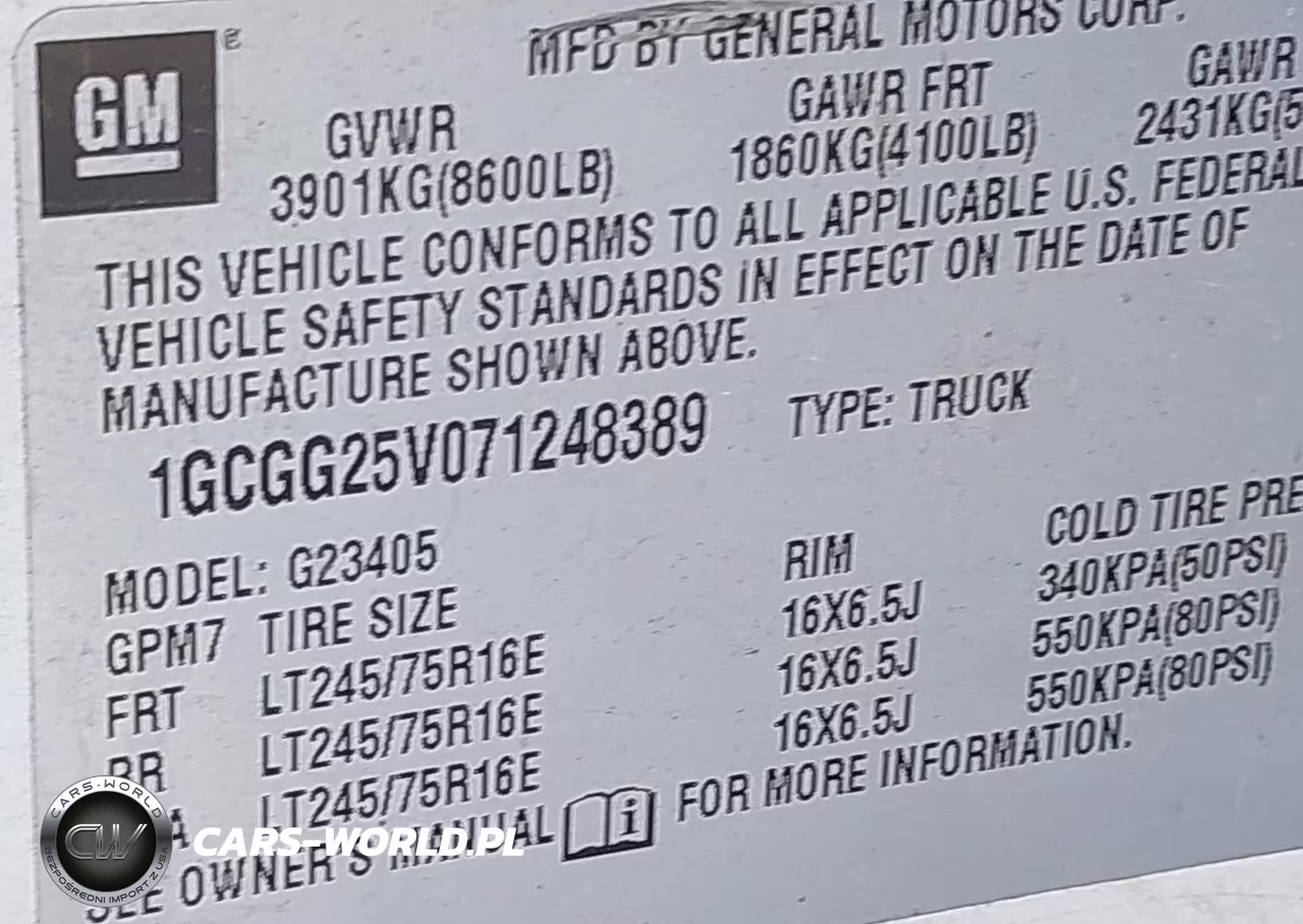 2007 Chevrolet Express Work Van VIN:1GCGG25V071248389 - 9