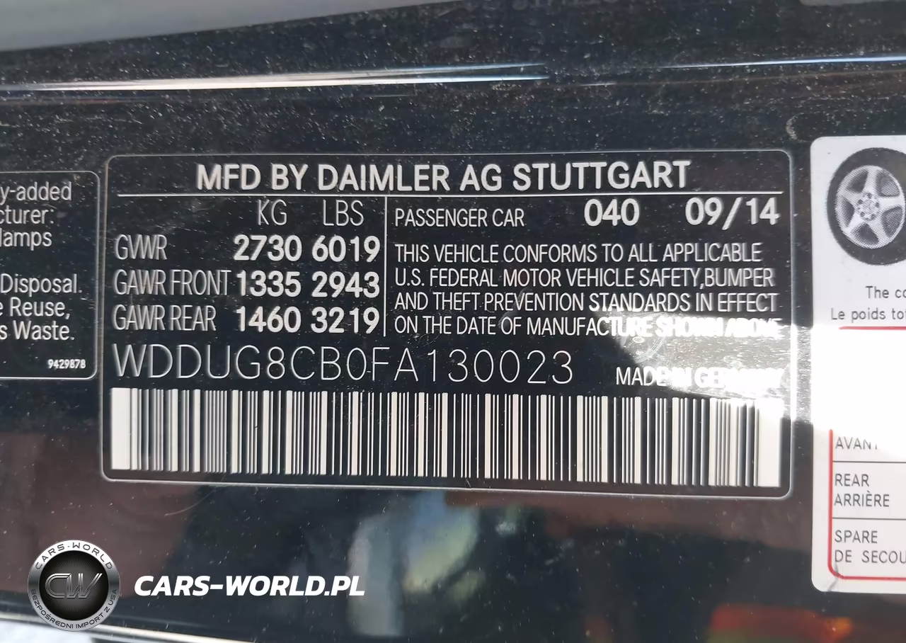 2015 Mercedes-Benz S 550 VIN:WDDUG8CB0FA130023 - 9