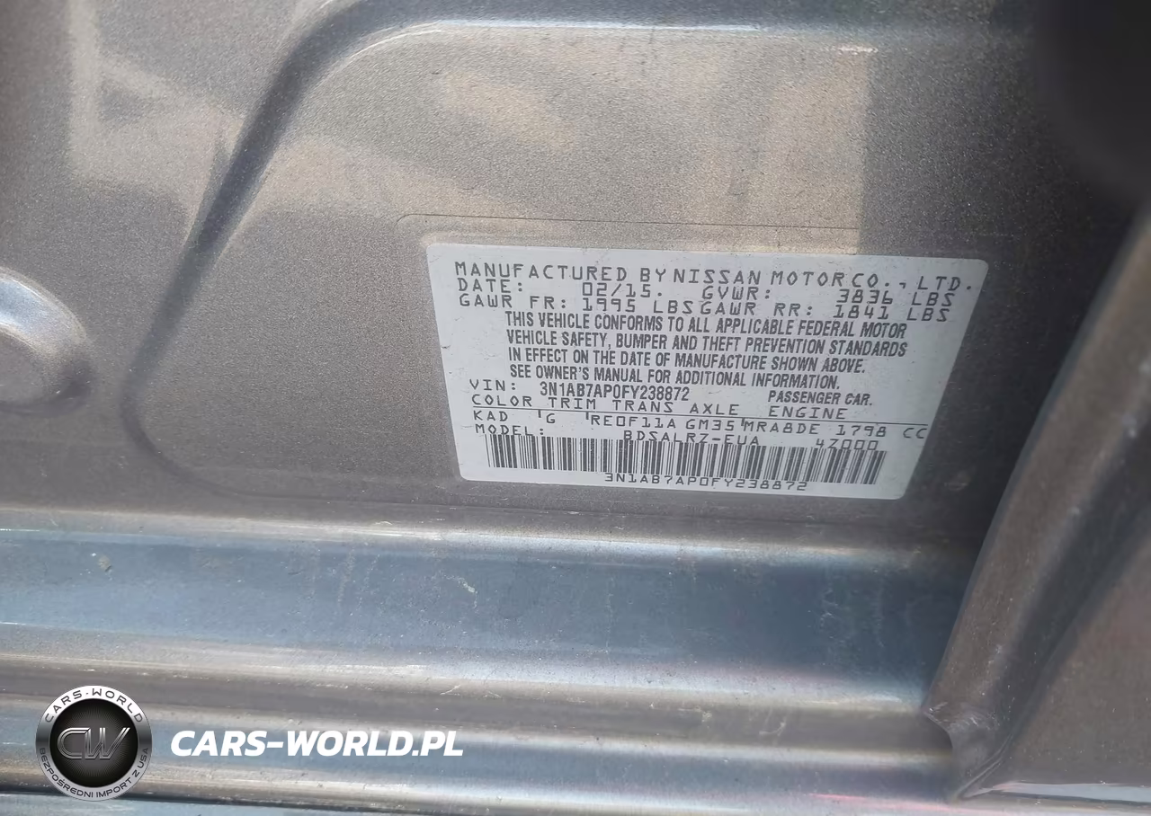 2015 Nissan Sentra Sr VIN:3N1AB7AP0FY238872 - 9