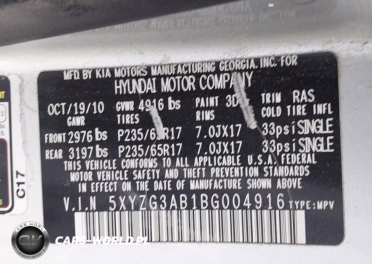 2011 Hyundai Santa Fe Gls VIN:5XYZG3AB1BG004916 - 9