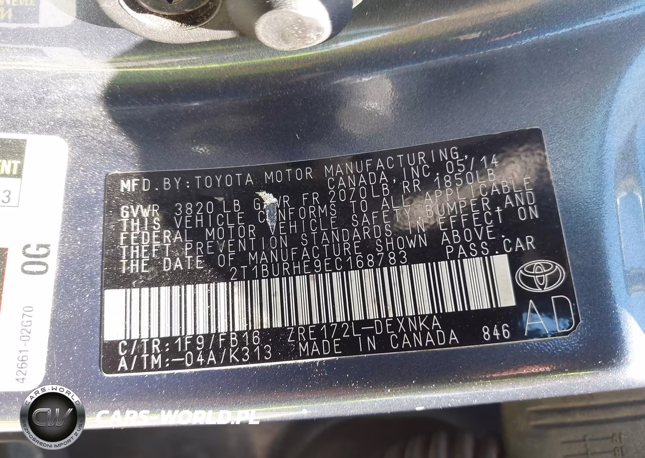 2014 Toyota Corolla Le VIN:2T1BURHE9EC168783 - 9