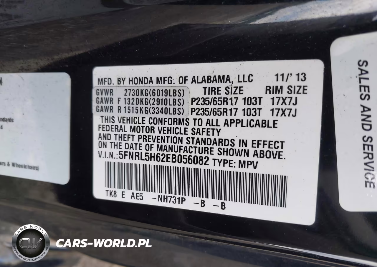 2014 Honda Odyssey Ex-L VIN:5FNRL5H62EB056082 - 9