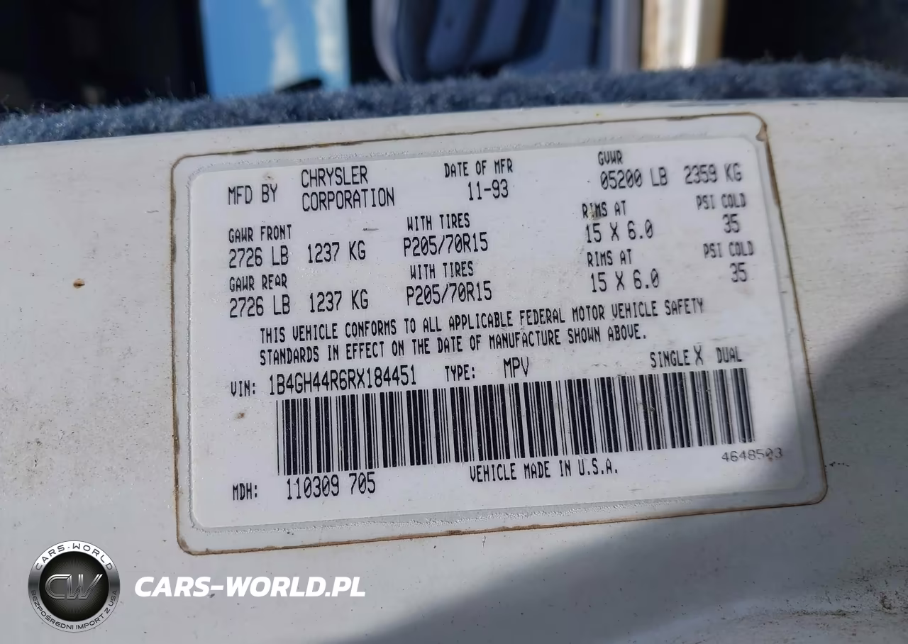 1994 Dodge Grand Caravan Se VIN:1B4GH44R6RX184451 - 9