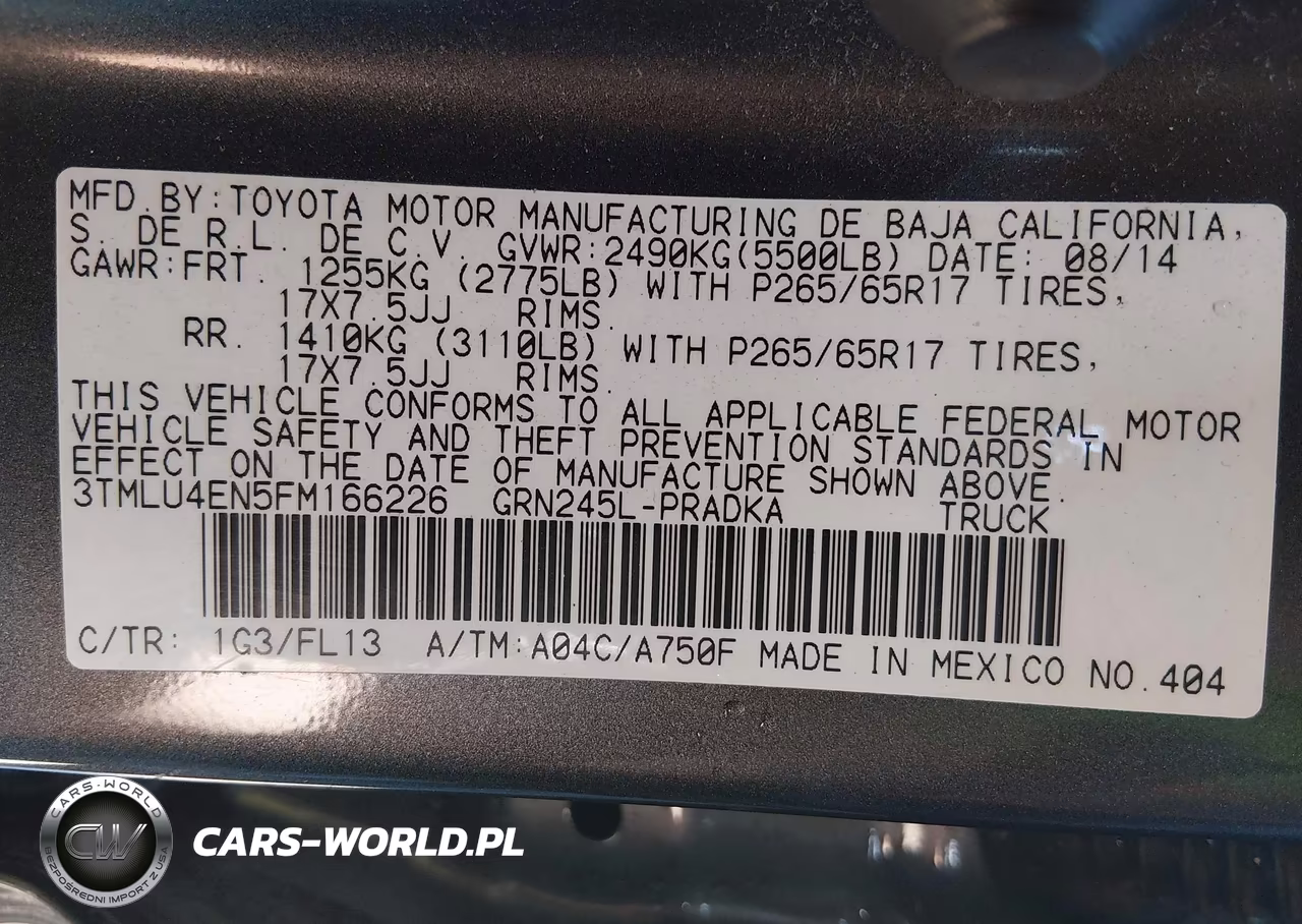 2015 Toyota Tacoma Base V6 VIN:3TMLU4EN5FM166226 - 9