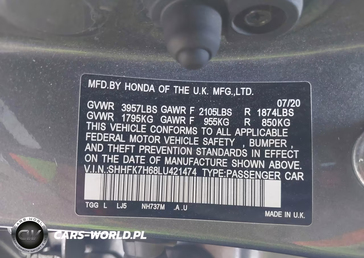 2020 Honda Civic Ex VIN:SHHFK7H68LU421474 - 9