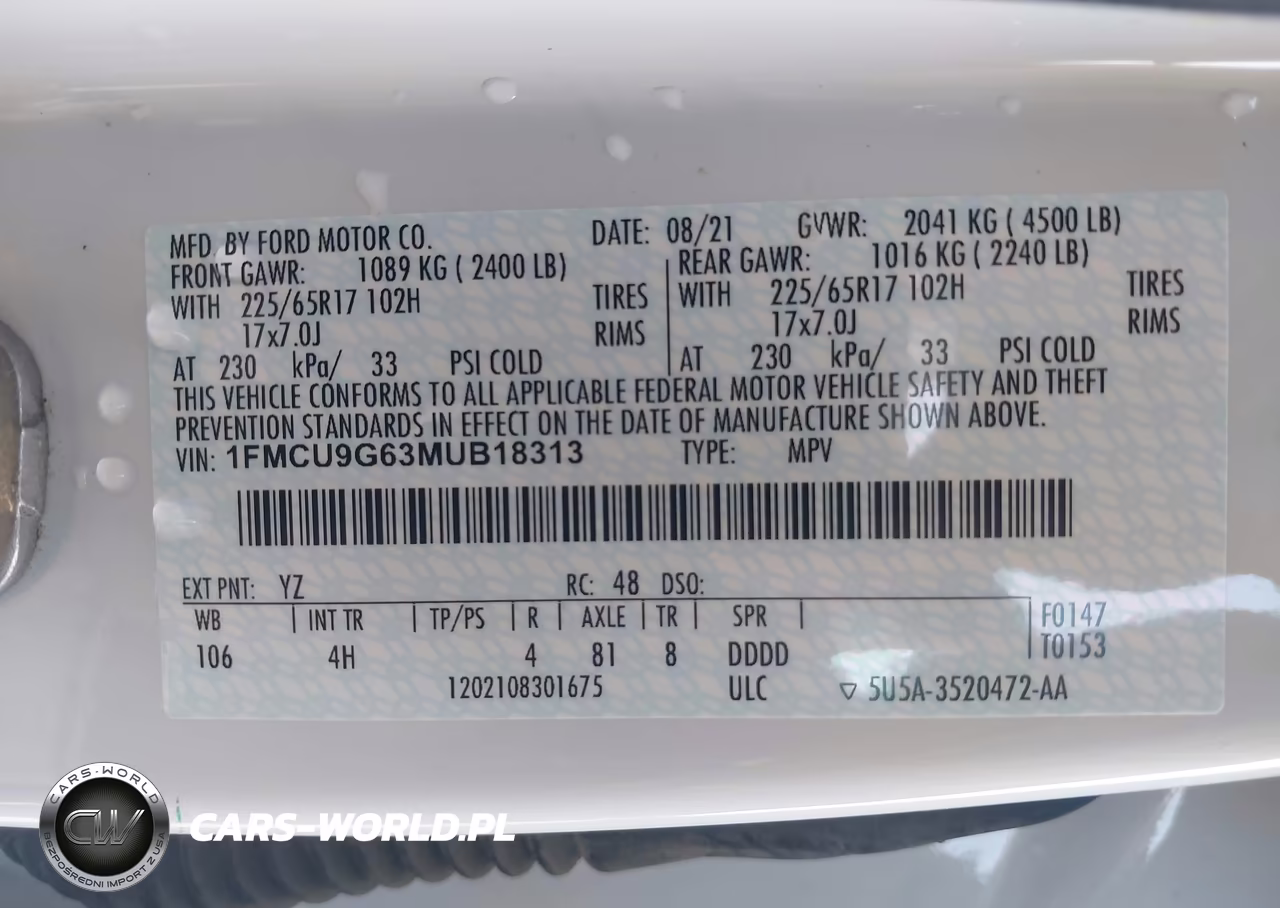 2021 Ford Escape Se VIN:1FMCU9G63MUB18313 - 9