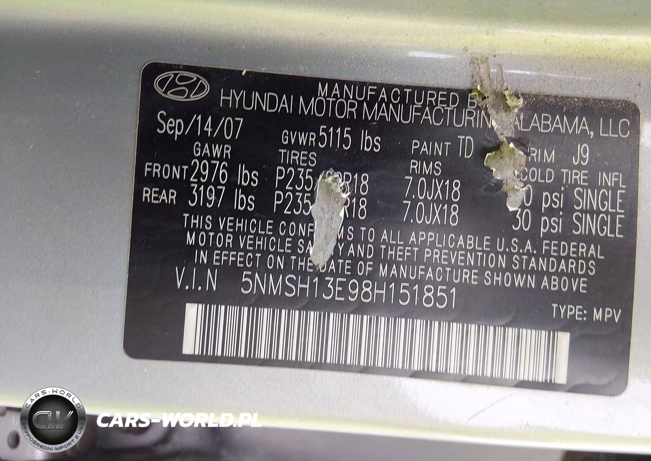 2008 Hyundai Santa Fe Limited-Se VIN:5NMSH13E98H151851 - 9