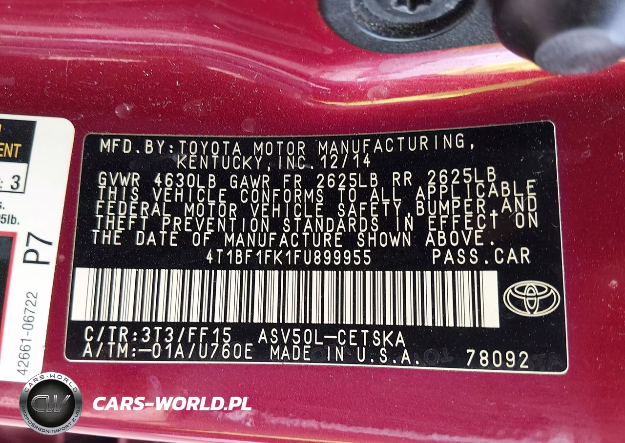 2015 Toyota Camry Se VIN:4T1BF1FK1FU899955 - 9