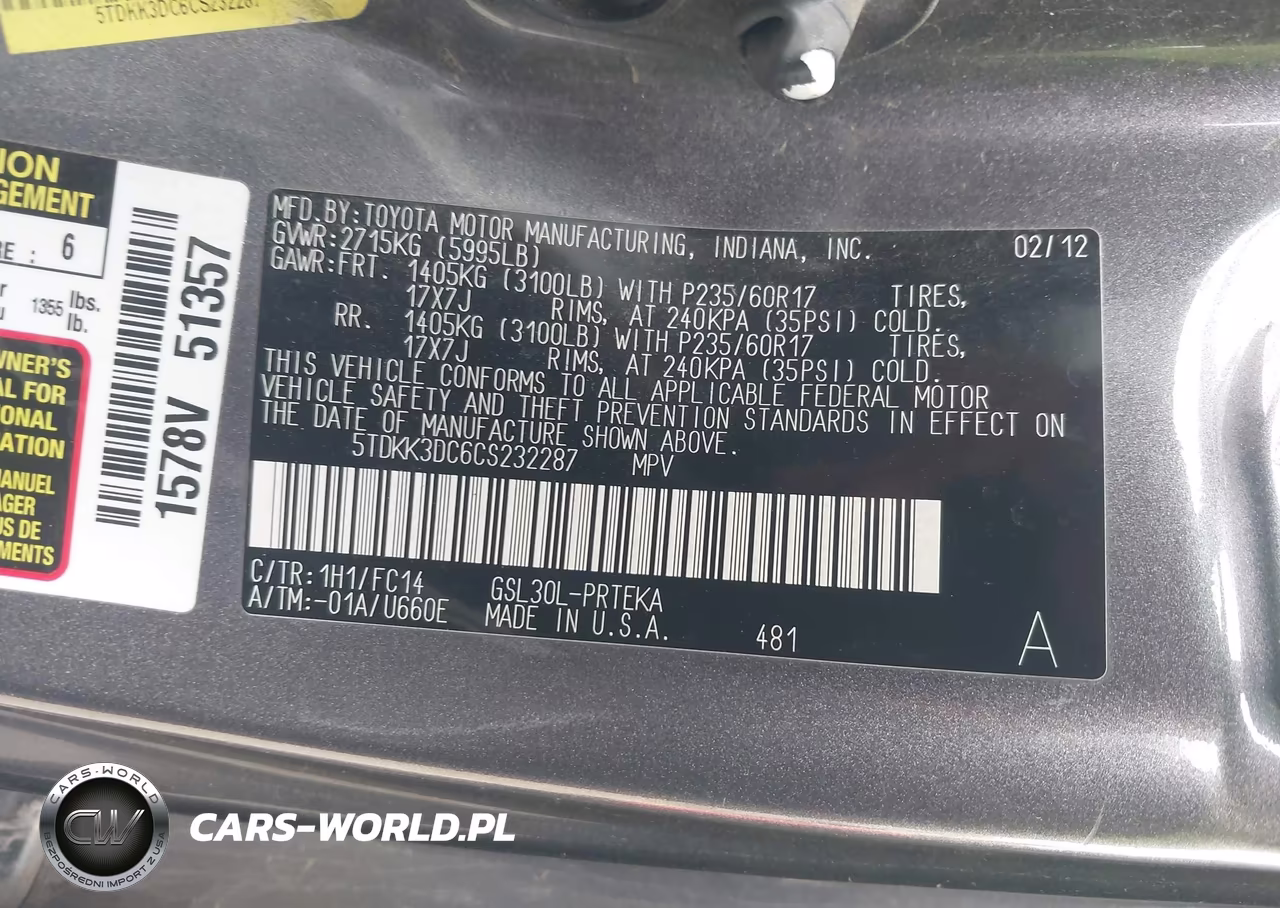 2012 Toyota Sienna Le V6 8 Passenger VIN:5TDKK3DC6CS232287 - 9