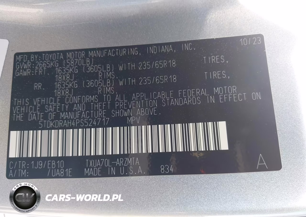 2023 Toyota Highlander Xle VIN:5TDKDRAH4PS524717 - 9