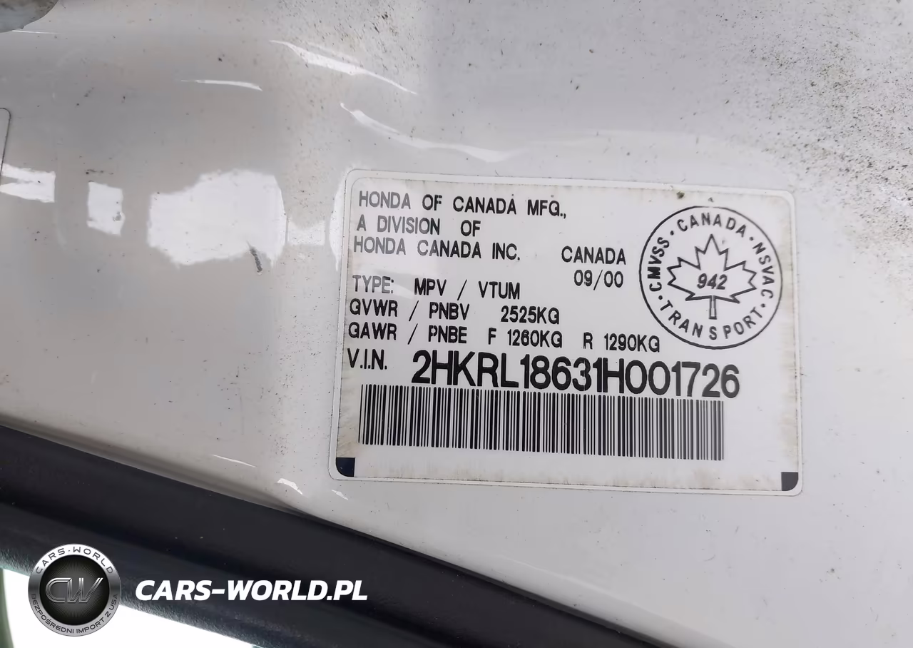 2001 Honda Odyssey Ex VIN:2HKRL18631H001726 - 9