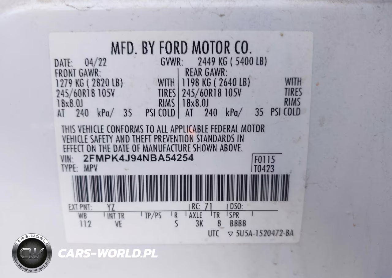 2022 Ford Edge Sel-St-Line VIN:2FMPK4J94NBA54254 - 9