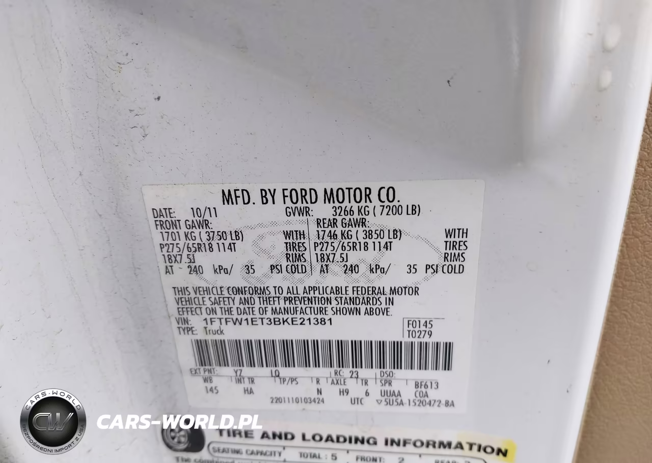 2011 Ford F-150 Lariat VIN:1FTFW1ET3BKE21381 - 9