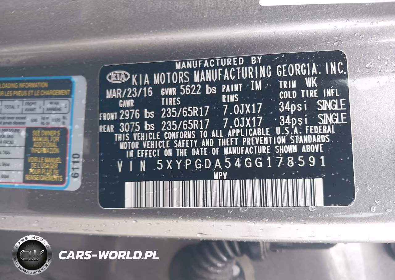 2016 Kia Sorento 3.3L Lx VIN:5XYPGDA54GG178591 - 9
