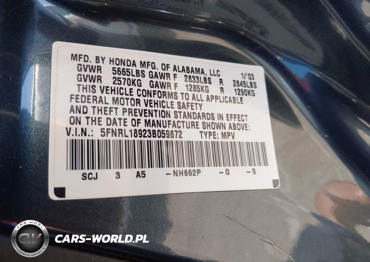 2003 Honda Odyssey Ex-L VIN:5FNRL18923B059872 - 9