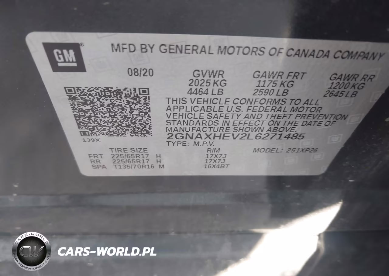 2020 Chevrolet Equinox Fwd Ls VIN:2GNAXHEV2L6271485 - 9