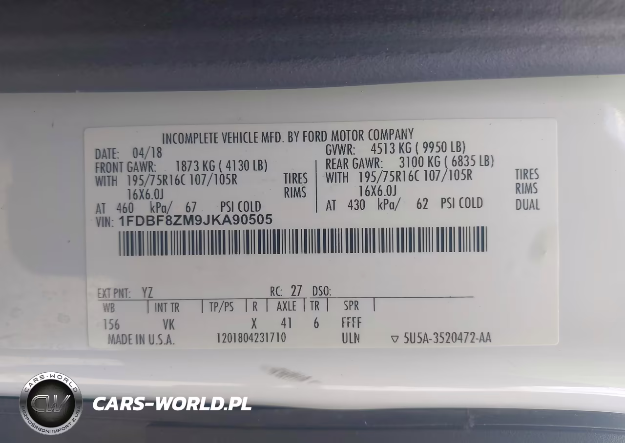 2018 FORD TRANSIT-350 CAB VIN:1FDBF8ZM9JKA90505 - 9