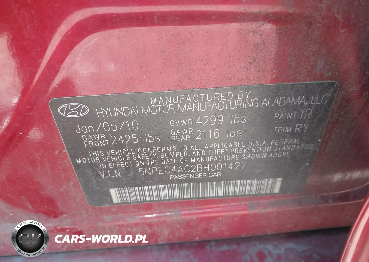 2011 Hyundai Sonata Se VIN:5NPEC4AC2BH001427 - 9
