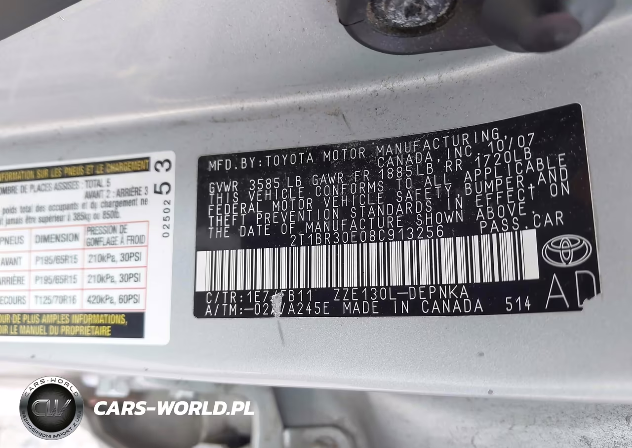 2008 Toyota Corolla Le VIN:2T1BR30E08C913256 - 9
