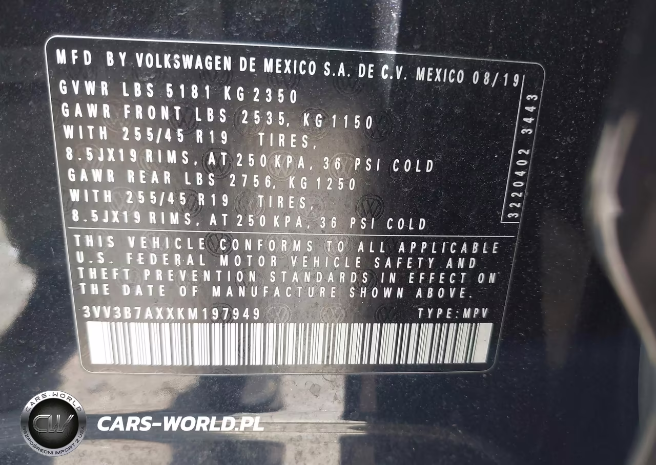 2019 Volkswagen Tiguan 2.0T Se-2.0T Sel-2.0T Sel R-Line-2.0T Sel R-Line Black VIN:3VV3B7AXXKM197949 - 9